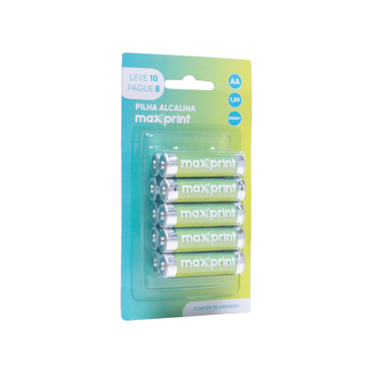 Pilha Alcalina Maxprint AA Pequena 1.5V - Blister promocional com 10