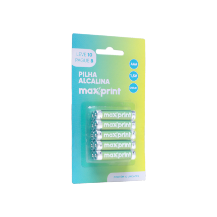 Pilha Alcalina Maxprint AAA Palito 1.5V - Blister promocional com 10